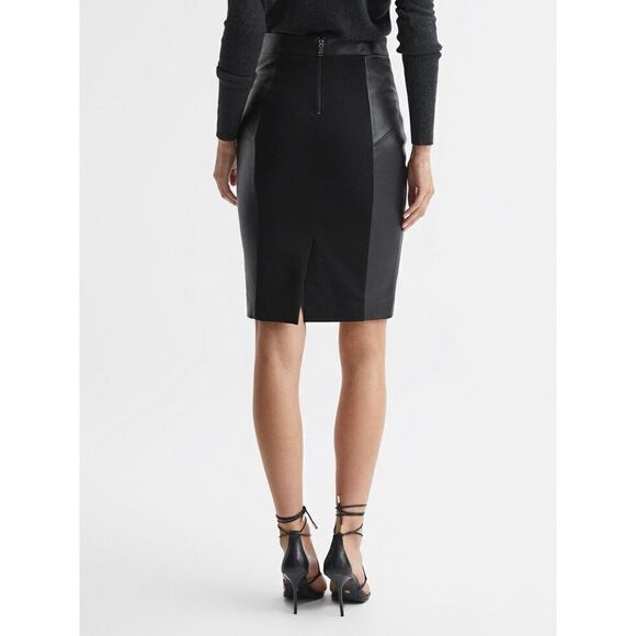 REISS Reagan Leather Pencil Skirt - Picture 2 of 16